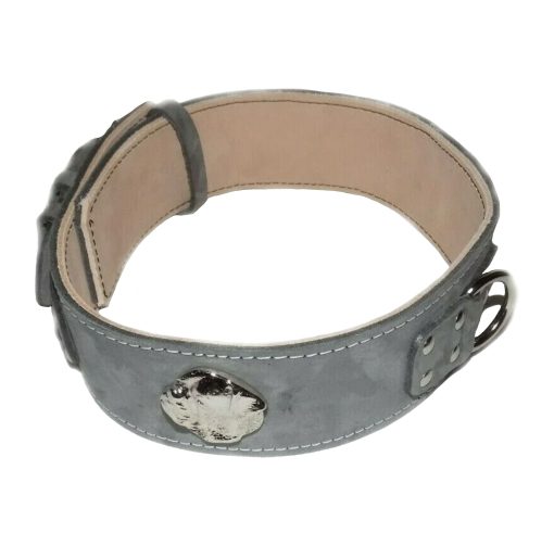 Grey Dog Leather Collar