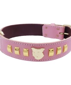 Staffy Baby Pink Leather Dog Collar