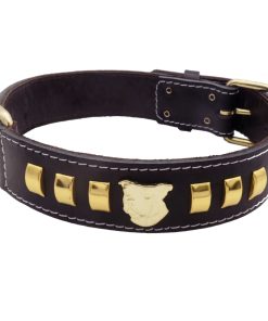 Staffy Black Leather Dog Collar