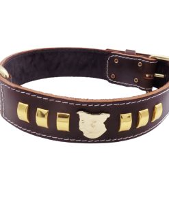Staffy Brown Leather Dog Collar