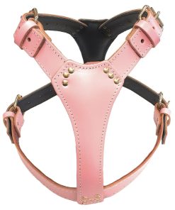 Staffy Simple Pink Leather Dog Harness