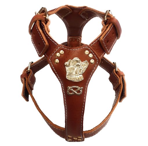 Staffy Tan Brown Leather Dog Harness
