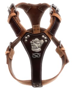 Staffy Two Tone Beige Brown Leather Dog Harness