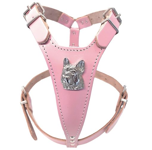 Baby Pink Leather Dog Harness French Bulldog