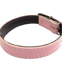 Baby Pink Plain Leather Dog Collar