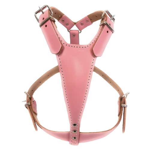 Baby Pink Plain Leather Dog Harness
