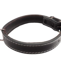 Black Plain Leather Dog Collar