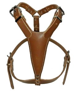 Brown Plain Leather Dog Harness